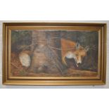 P Rosen,Fox and Tree, oil on canvas, signed lower left,