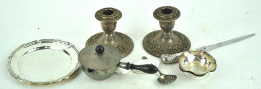 Two candlesticks and other items