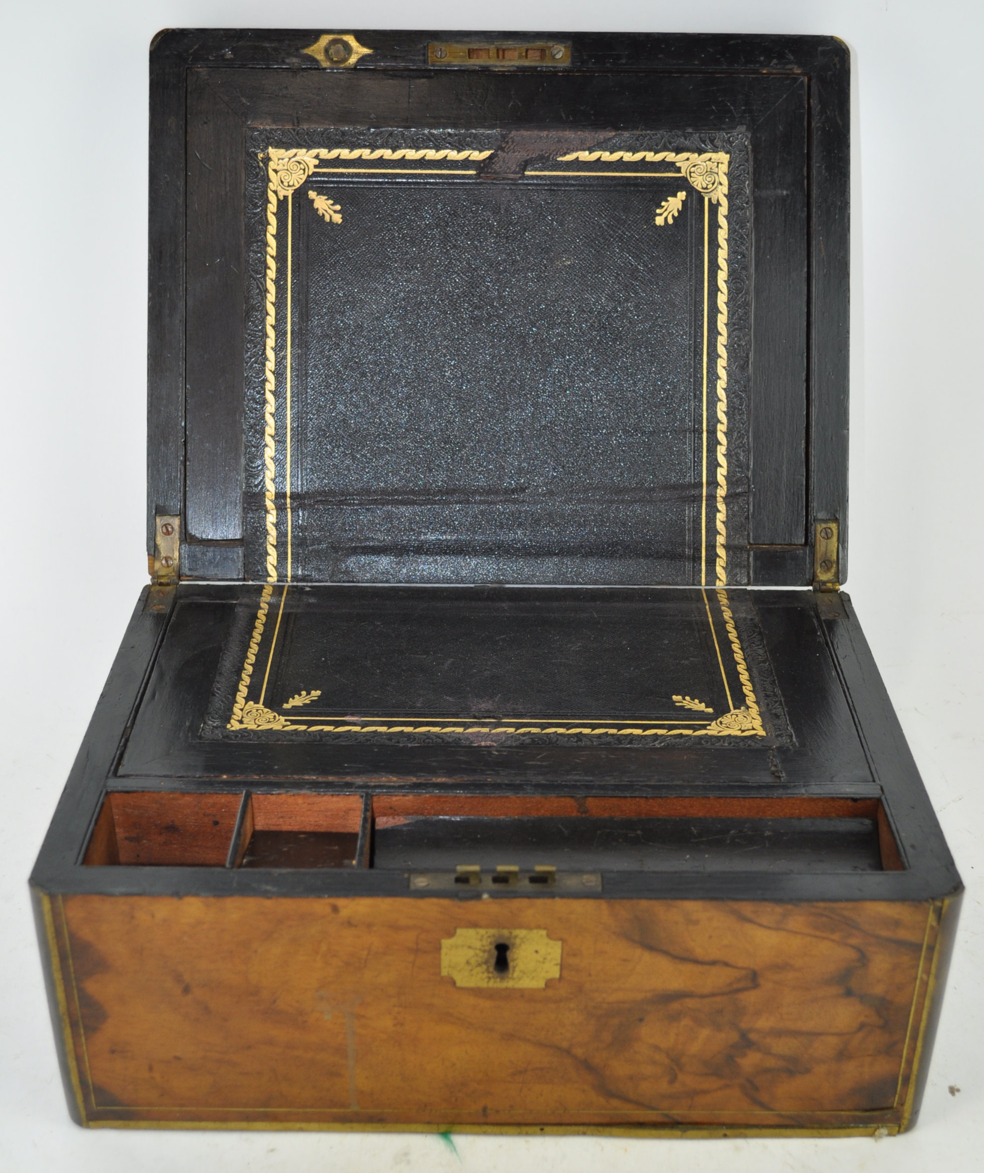 A victorian brass mounted writing slope