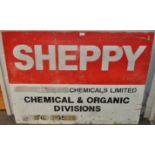 A metal Sheppy agricultural sign