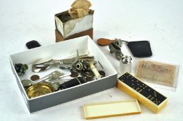 A collection of silver plated spoons and other items
