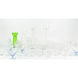 A group of assorted glassware, to include a hyacinth bulb vase,