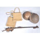 A collection of assorted WWII Second World War items to include; two British steel brodie helmets,