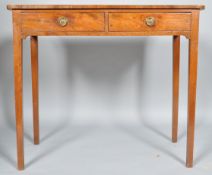 A George III mahogany side table, with two frieze drawers, on square legs,