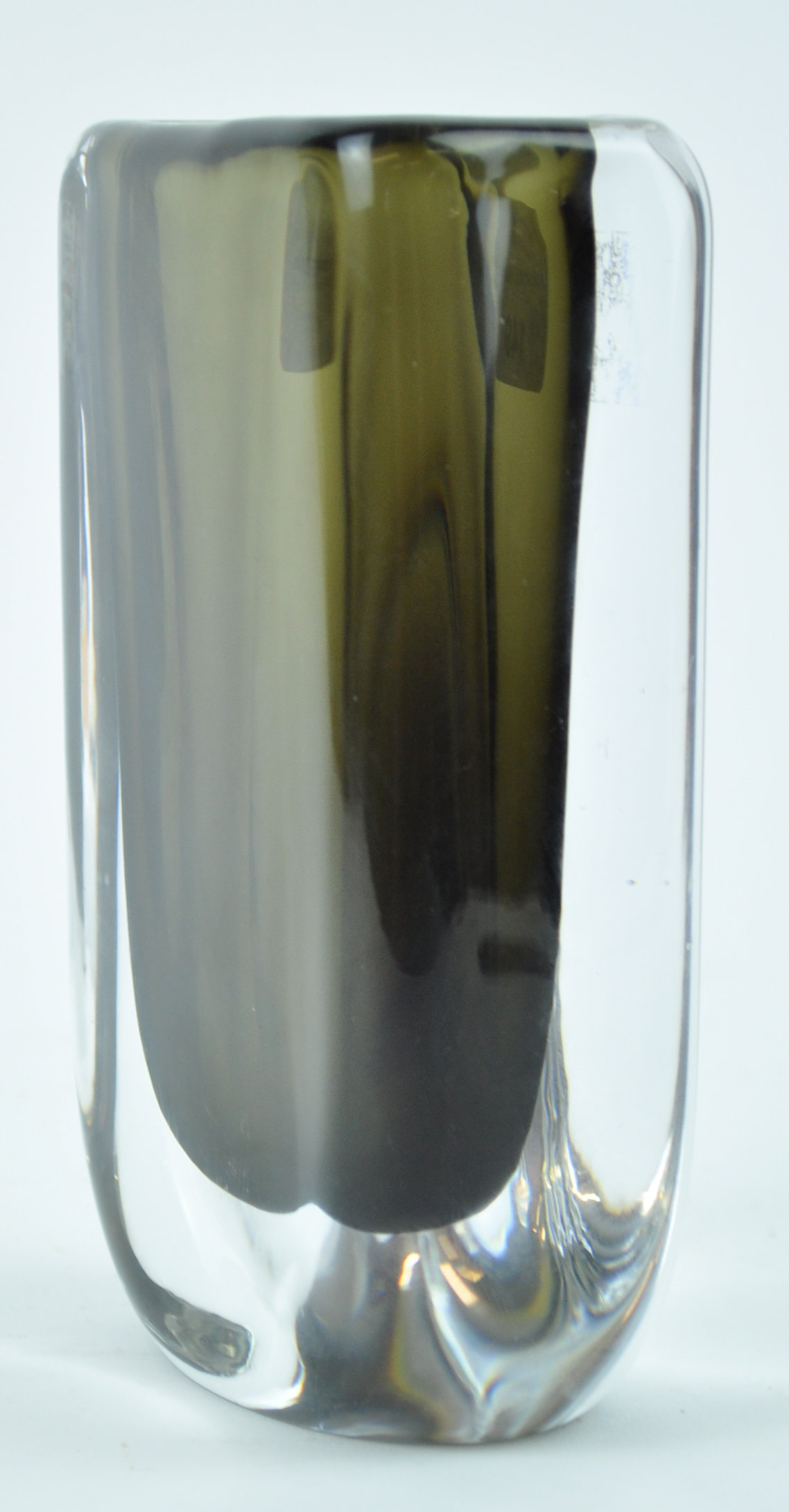 An Orrefors clear and smoked glass brick vase, designed by Nils Landberg, signed and numbered, - Image 2 of 3