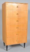 Meredew - A 1960's retro vintage golden oak tall boy / chest of drawers