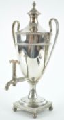 A silver neo classical hot water coffee urn with pull off,