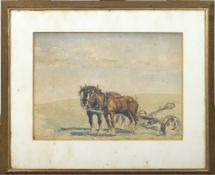 W Goodman, The Ploughing Team, watercolour, signed lower left and dated 1935,