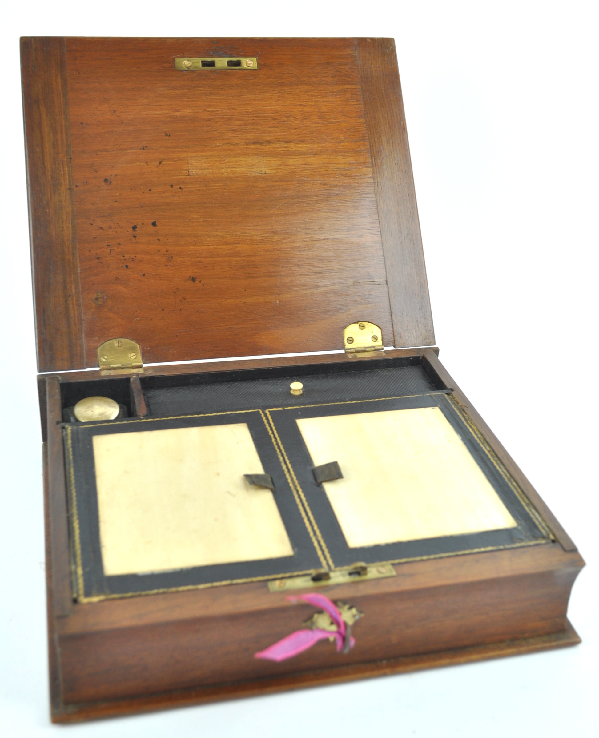 A walnut writing box with brass mounts, - Image 2 of 2