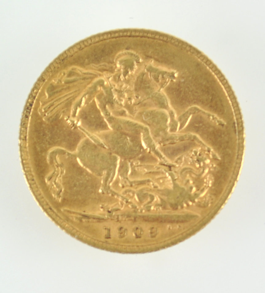 A Edward VII gold full sovereign dated 1909. - Image 2 of 2