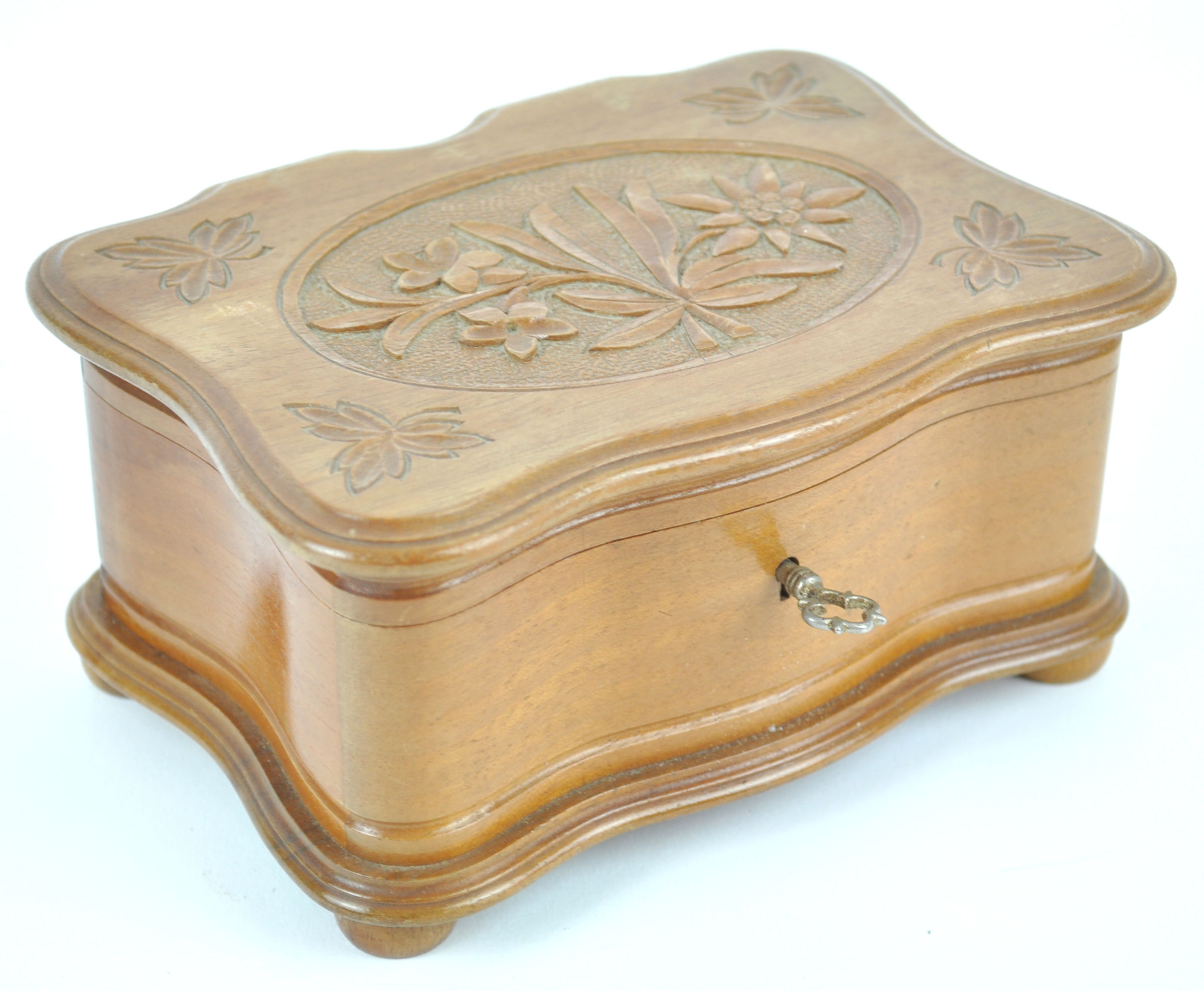 A Black Forest musical jewellery box,