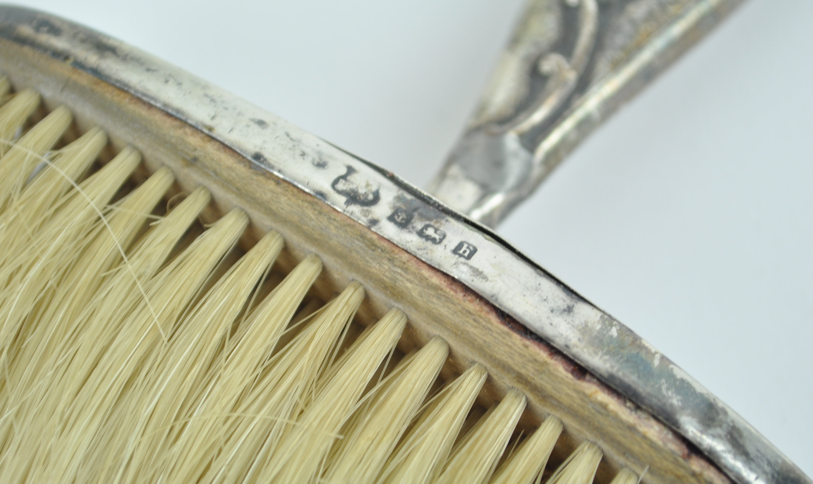 A silver topped cut glass hair tidy, Chester 1908, 8cm high, and other items, - Image 3 of 3