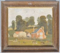 Primitive school, The Farm, oil on canvas, laid onto board,