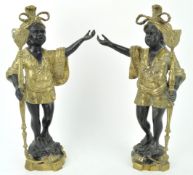 A pair of bronze figures of Blackamoors, in 18th century Venetian style,