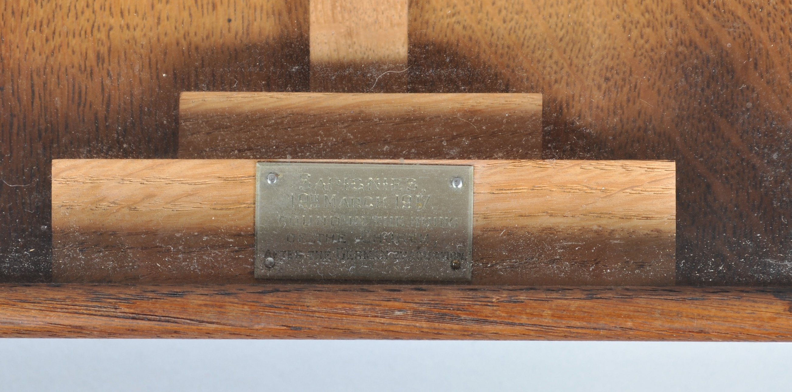 A Crucifix, in oak glazed case, the inscription 'Soignies 19th May 1917, - Image 2 of 2