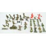 A collection of painted lead soldiers,