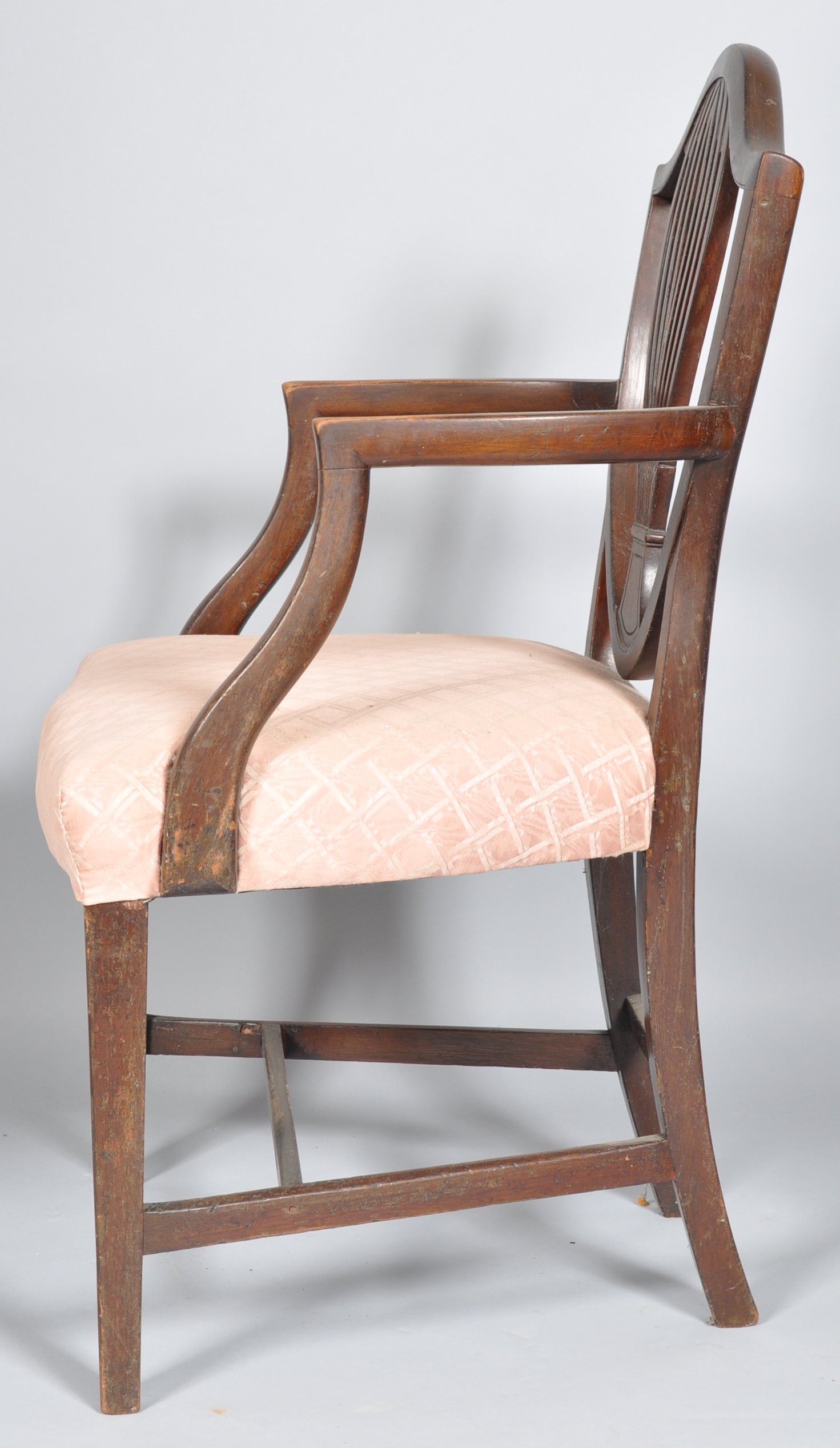 A 19th Century George III style mahogany open armchair / carver having a shield shaped back with - Image 3 of 3