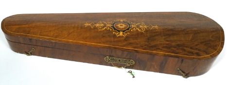 A Victorian walnut and marquetry inlaid violin case,