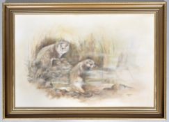 Andrew Philip Grundon, Two Otters, oil on canvas, signed and dated 88 lower right,