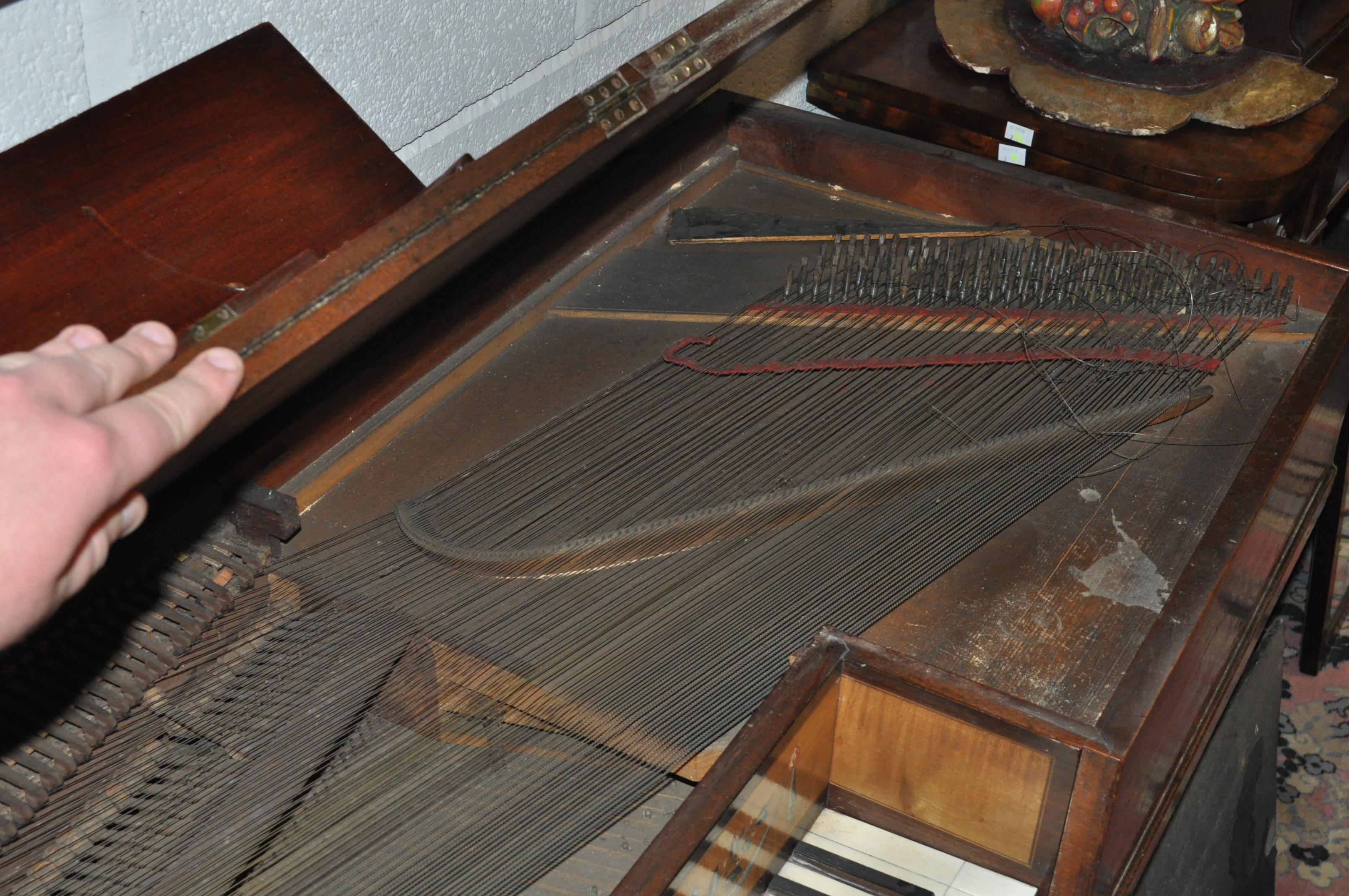A George III mahogany square piano on turned legs, - Image 4 of 5