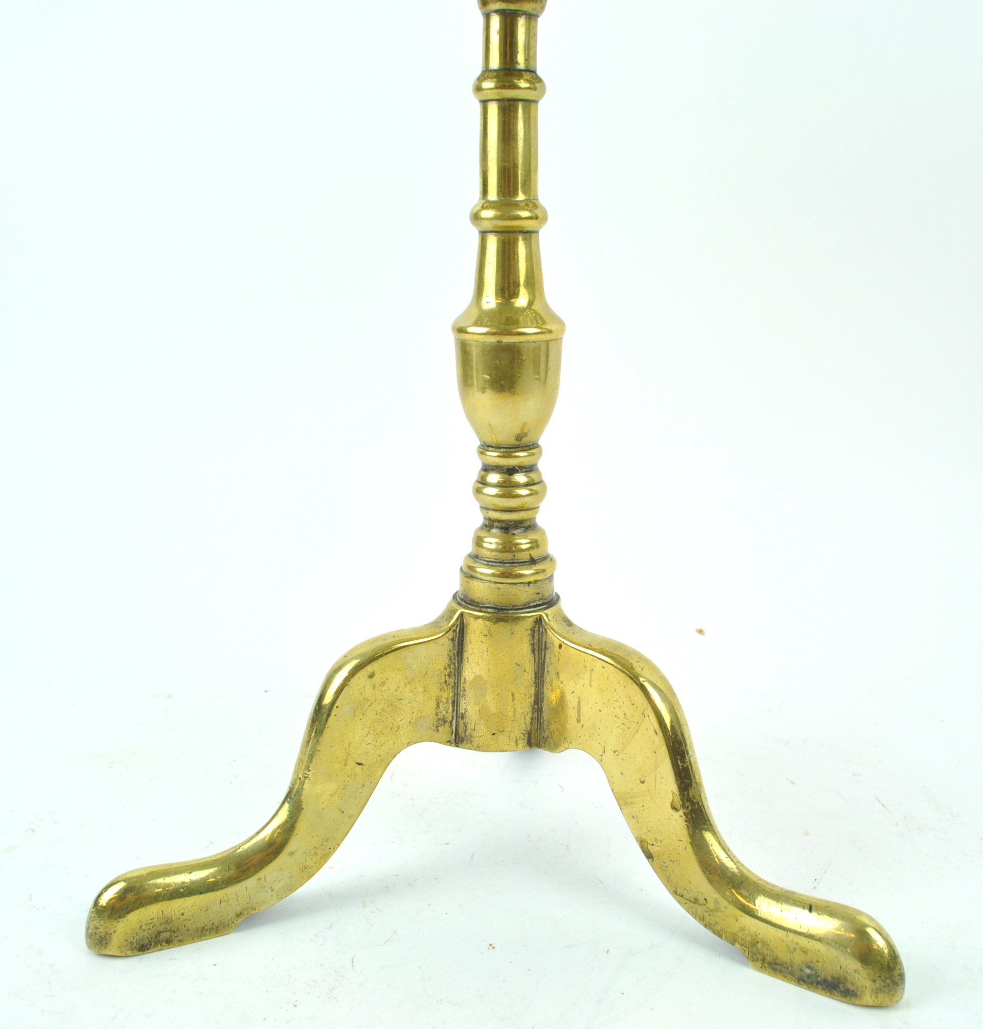 A19th century brass trivet, in the form of a tripod table with pierced top, - Image 3 of 3