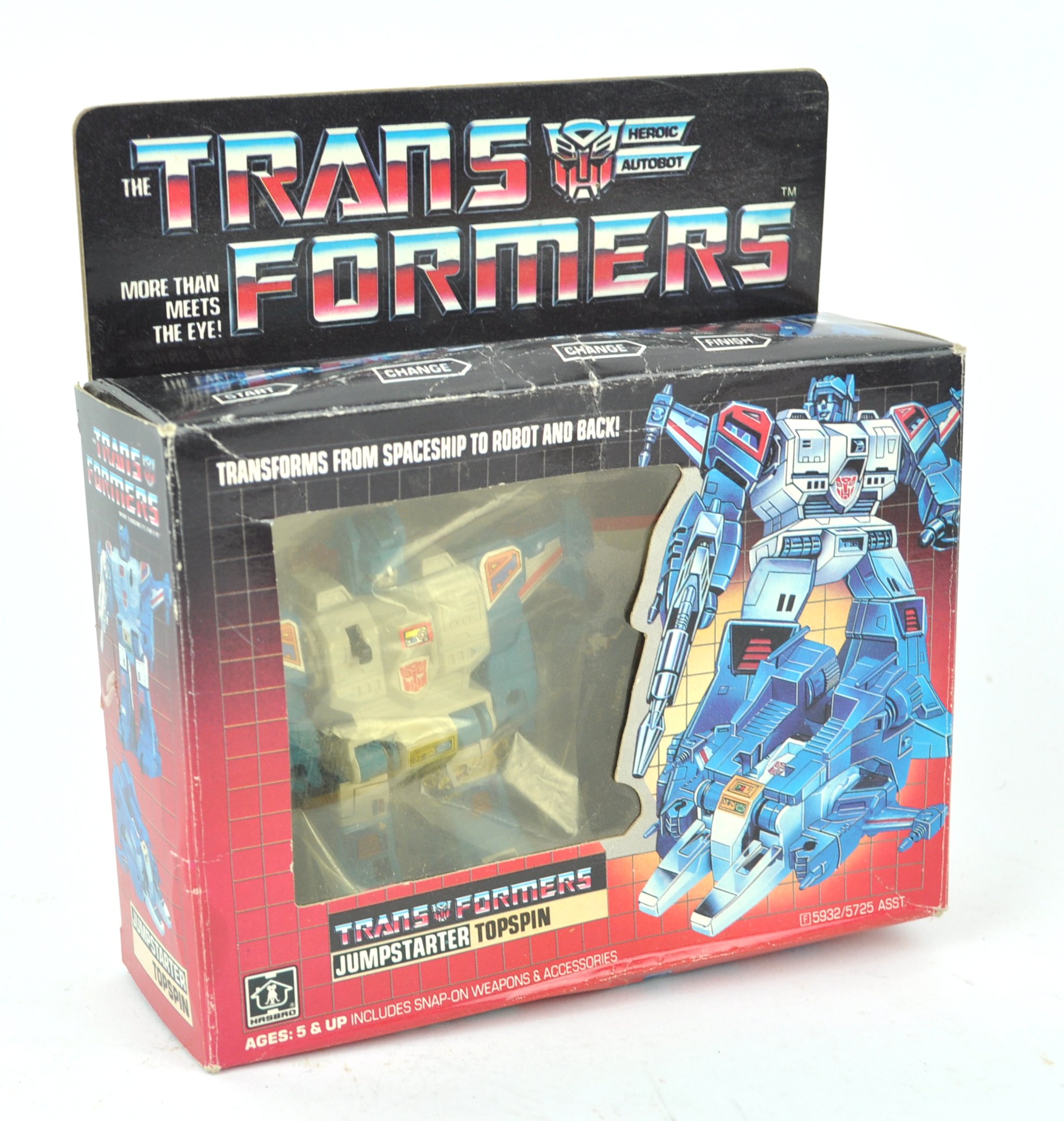 A boxed G1 transformers jump starter/top spin toy, numbered S932/5725 Asst,