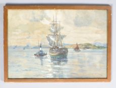 D Martin, Shipping, watercolour, signed lower left,