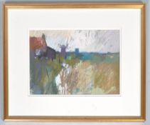 John Tookey, North Norfolk Marshes, pastel, signed lower right, Exhibition label verso,