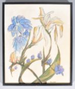 Flora Baker, Flower study, acrylic on canvas, signed lower right,