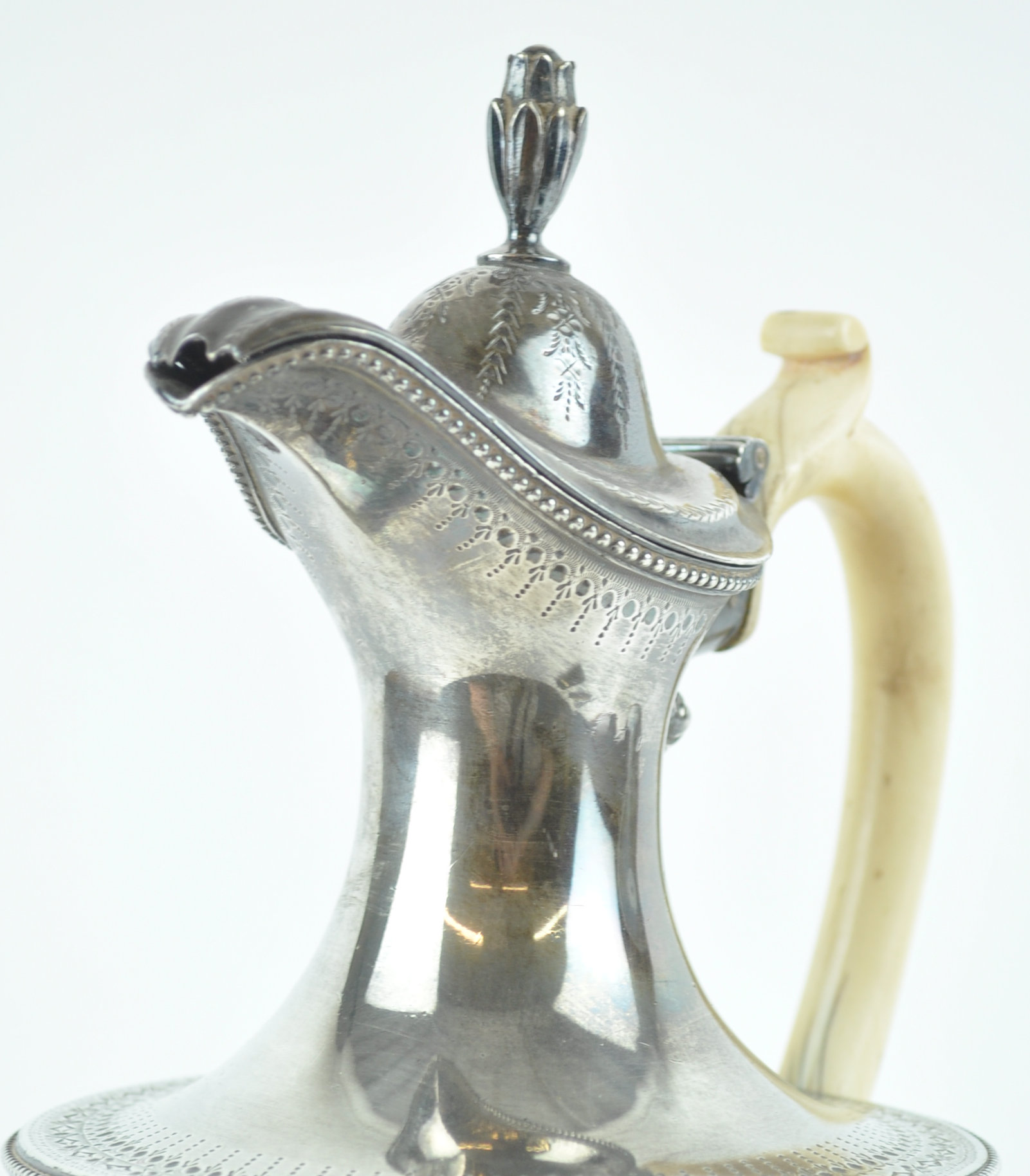 A silver neo classical hot water jug with shaped domed cover, - Image 2 of 3