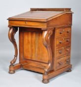 A mid 19th century rosewood Davenport,