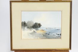 John Burnham, Yellow Boat watercolour, signed lower right and titled verso,43cm x 53cm,