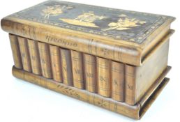 A 19th century Sorrento box in the form of a stack of books,