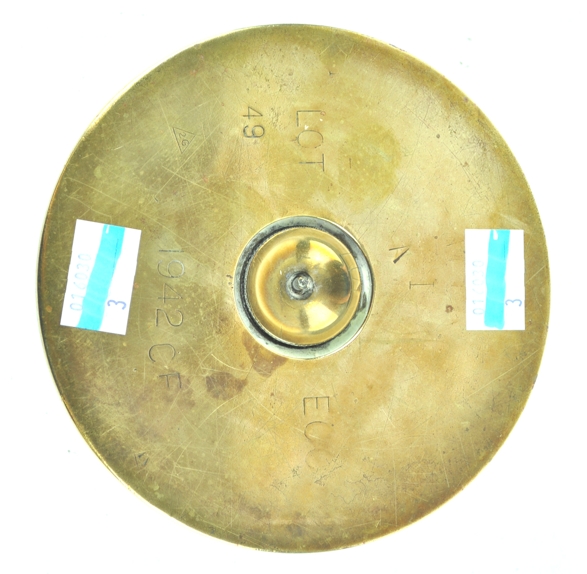 A 1942 trench art ashtray, constructed from the base of a shell case with bullet head decoration, - Image 3 of 3