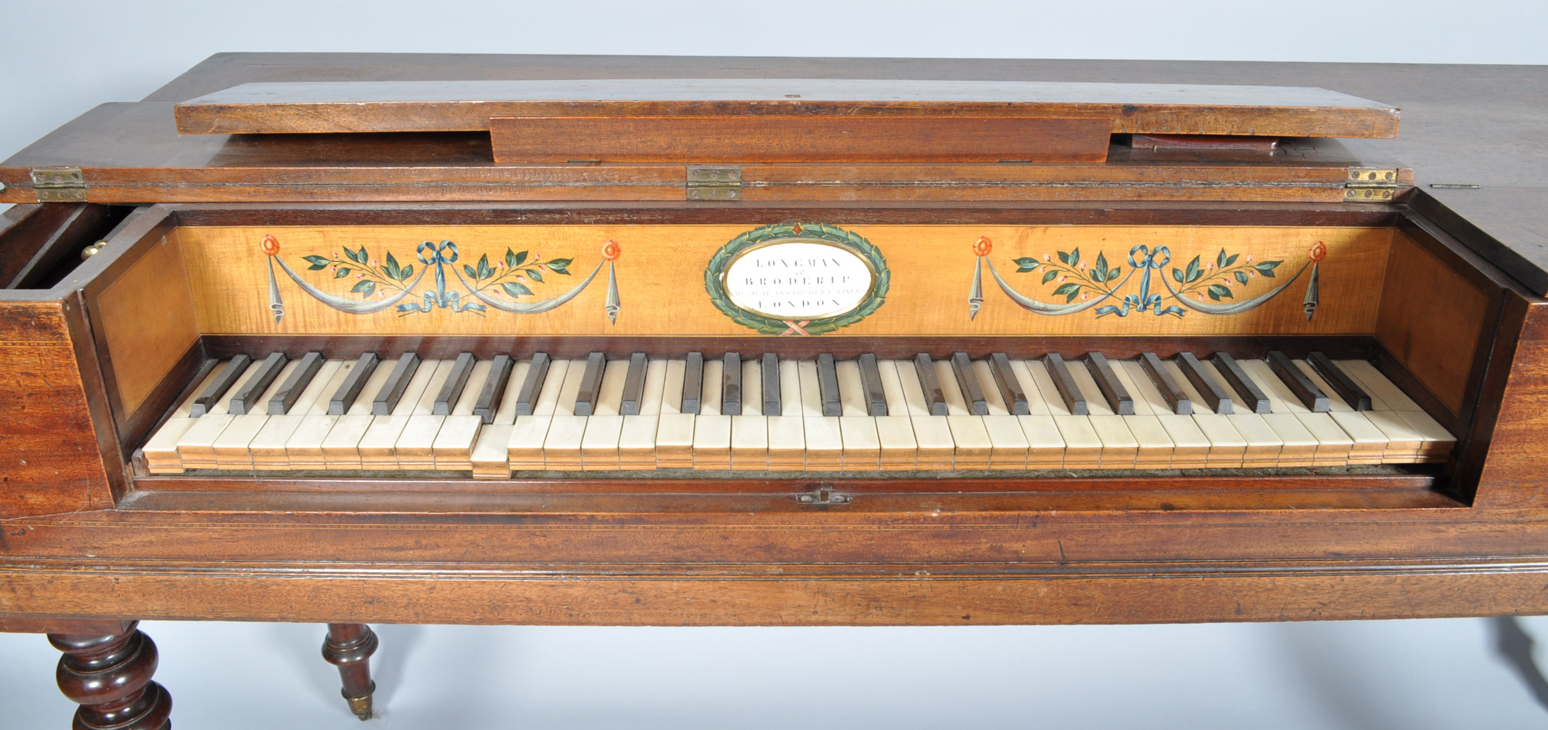 A George III mahogany square piano on turned legs, - Image 3 of 5