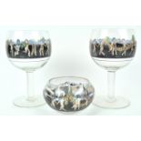 Vetri d'Arte Fontana (Vedar), two enamelled glass goblets and a finger bowl,