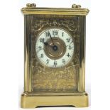 A Continental brass carriage clock,