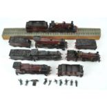 Five P4 model steam locomotives together with five tenders,