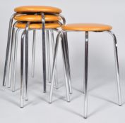 Keron - A set of four 1960's retro vintage stools having a chromed tubular construction with vinyl