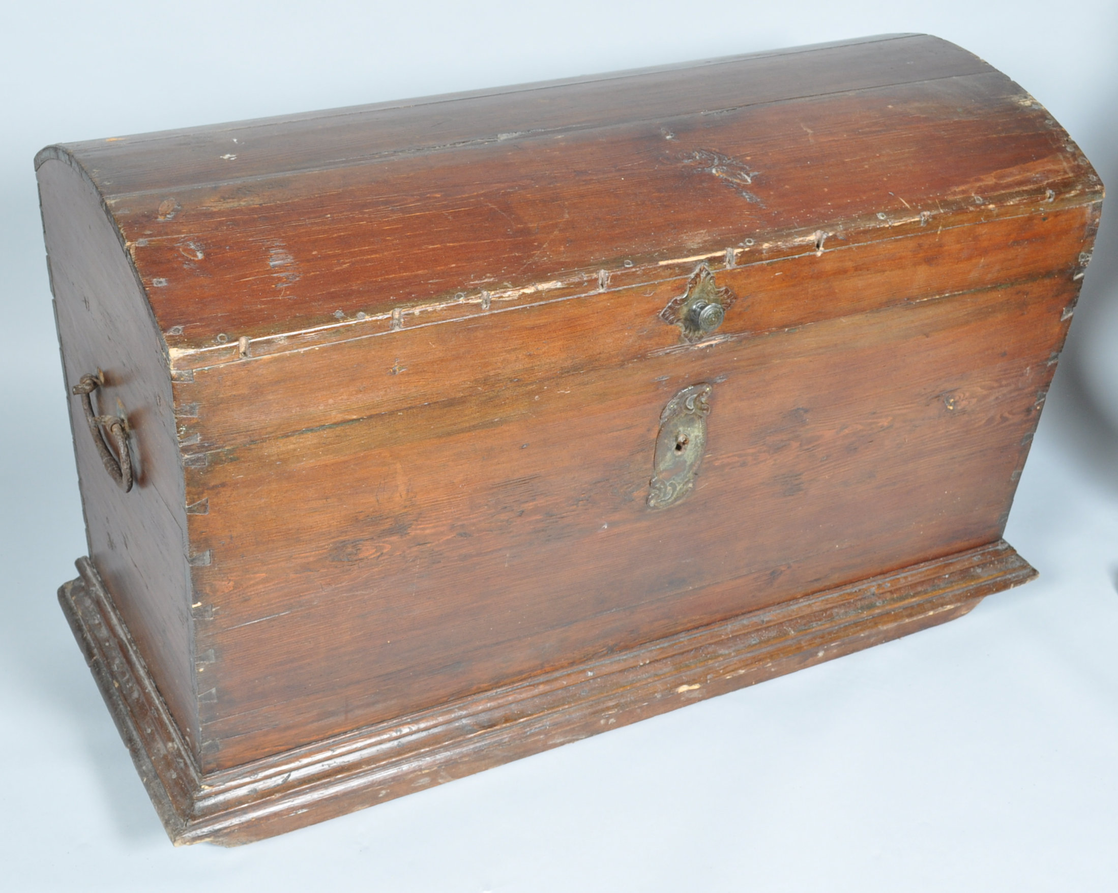 A 19th century Continental domed trunk, later stained, - Image 2 of 3