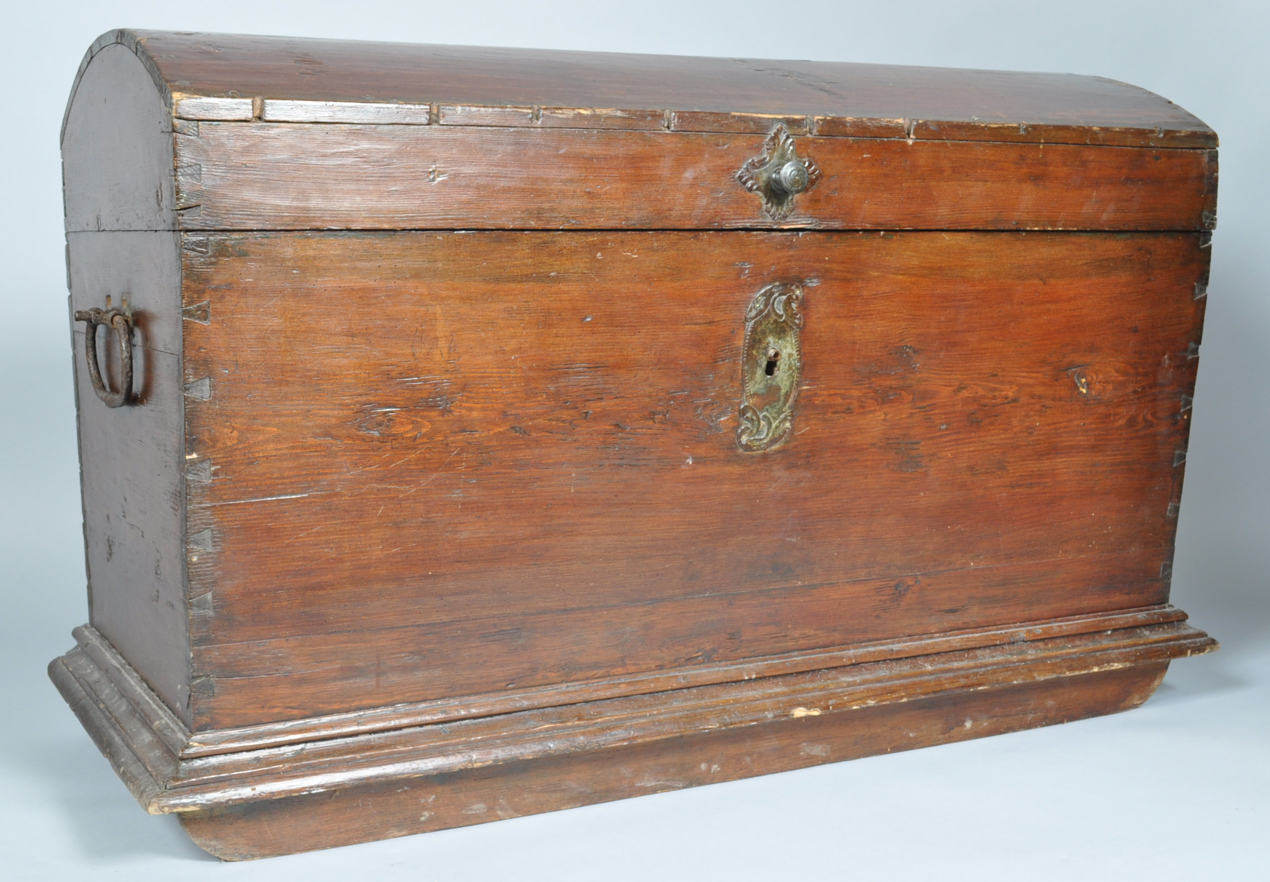 A 19th century Continental domed trunk, later stained,