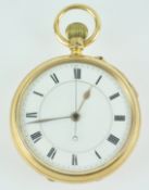 A hallmarked 18ct gold open face pocket watch.