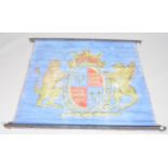 A heraldic wall hanging, possibly a stage prop, of double sided form,