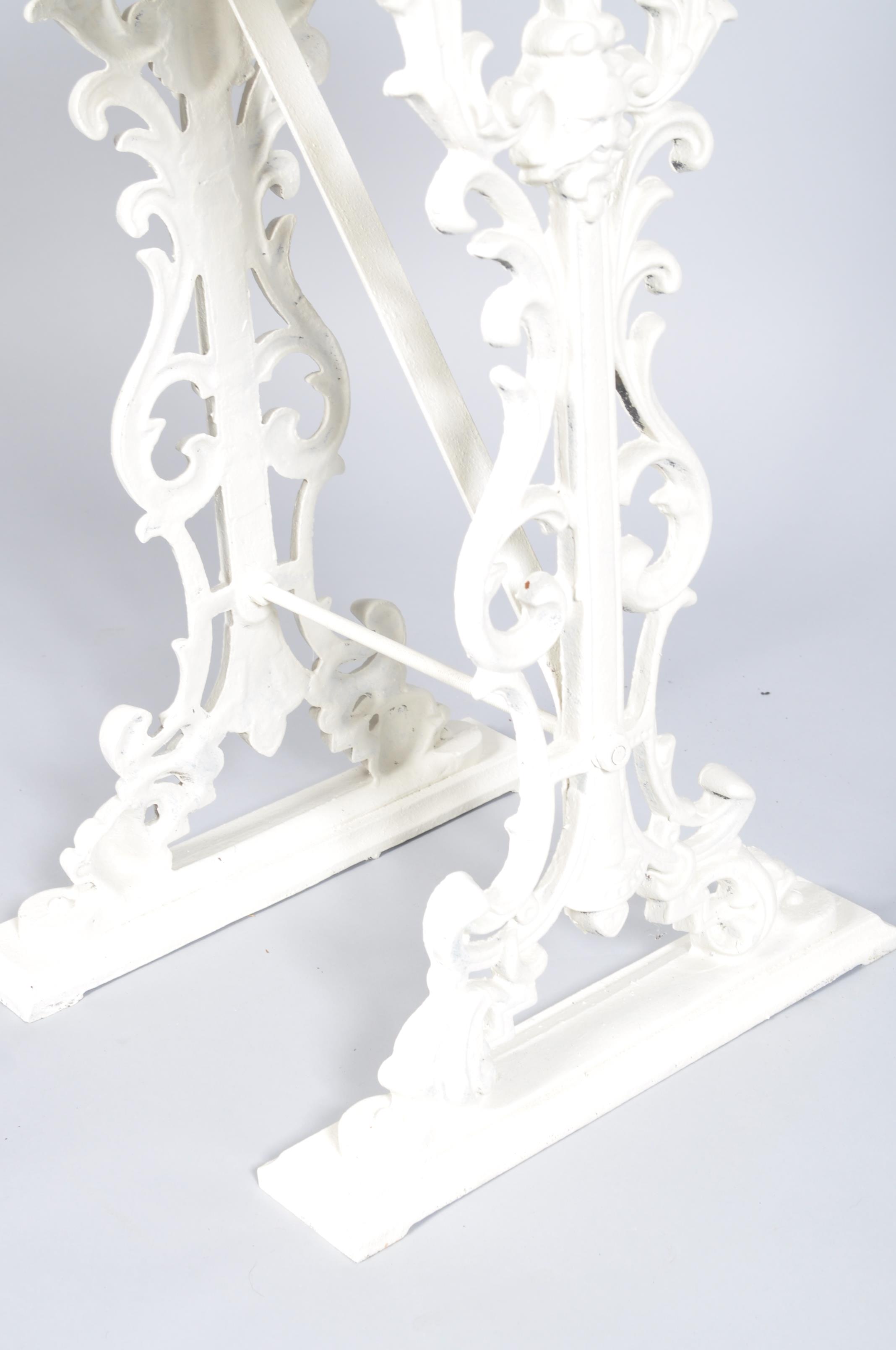 An onyx and hardstone chess table on cast iron white painted legs, - Image 3 of 3