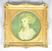 A print, after Gainsborough, in decorative gesso and gilt frame,