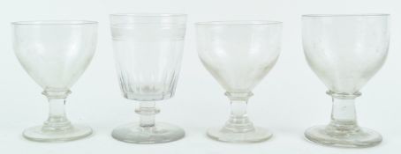 A pair of 19th century glass rummers together with another larger, and another cut glass rummer