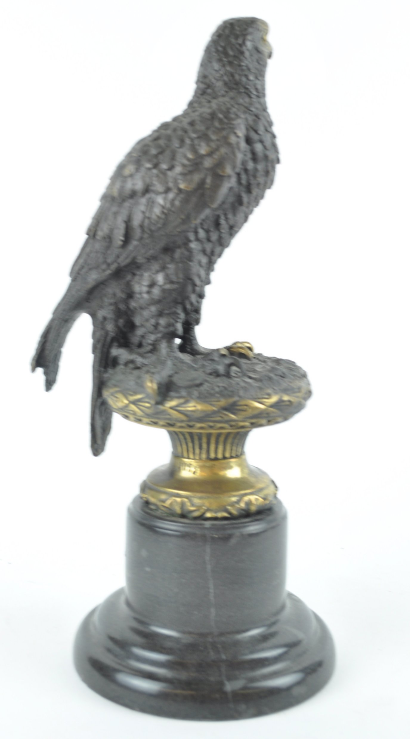 A bronze eagle on black marble plinth, after Archibald Thorburn, with indistinct foundry mark, - Image 2 of 4