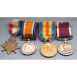 A WWI four medal group to 4396 Sgt H Todd, Somerset Light Infantry, comprising the 1914 Star,