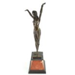 A 20th century bronze of a dancing lady on marble base, after Chiparus,