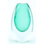 Strombergshyttan - B894 - A retro vintage studio art cased glass vase of tapering oval form